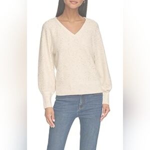 Karl Lagerfeld Sparkle V-Neck Sweater